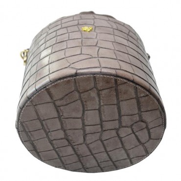 Women's rigid bag in leather with crocodile pattern "King" K335
