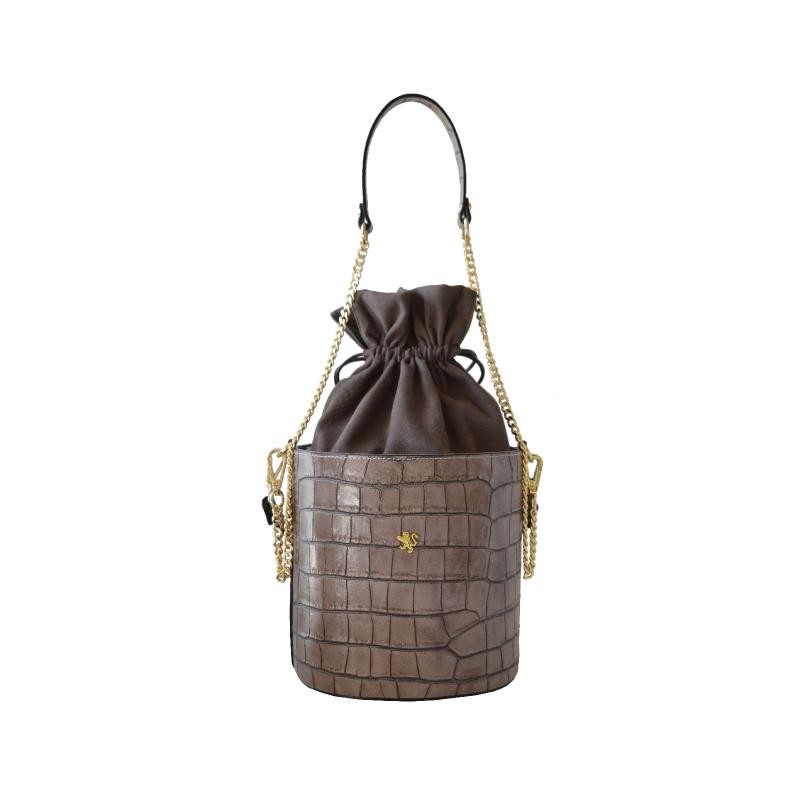 Women's rigid bag in leather with crocodile pattern "King" K335