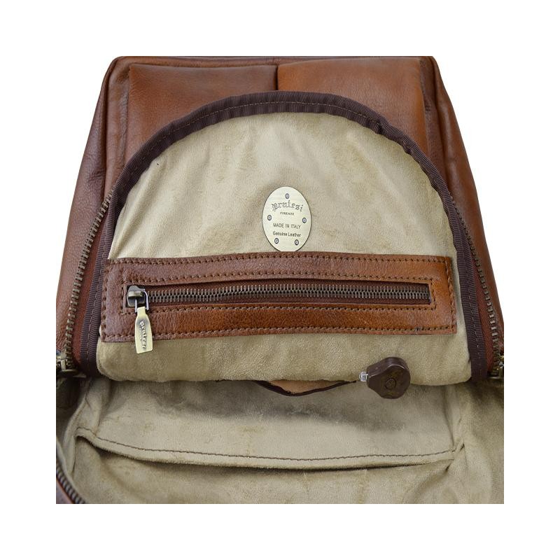 Backpack in vegetable tanned Italian leather "Montelupo"