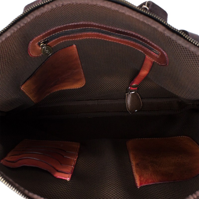 Leather laptop bag with front pocket "Lipnica" CHIANTI