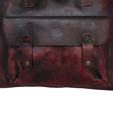 Leather laptop bag with front pocket "Lipnica" CHIANTI
