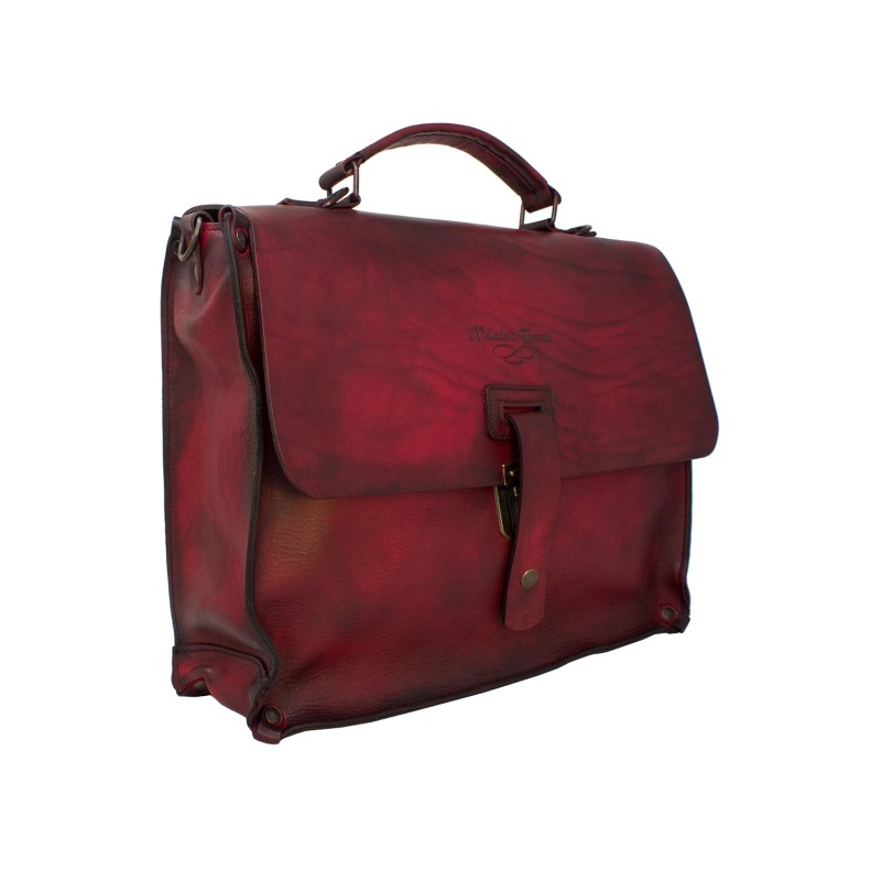 Briefcase - business backpack in Italian leather par excellence "Toscana" Red