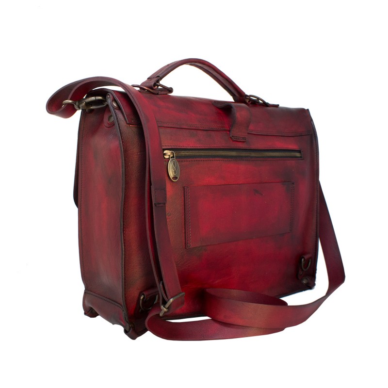 Aktówka - plecak biznesowy z certyfikowanej włoskiej skóry "Toscana" Czerwony