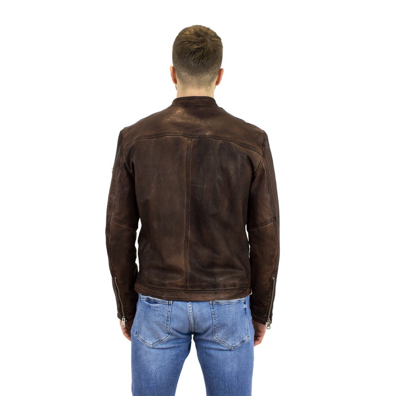 Elegant leather man jacket "Deep" Black
