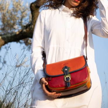 Leather Lady bag "Toscanella"  Multicolor