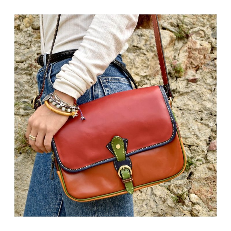 Leather Lady bag "Toscana" Multicolor