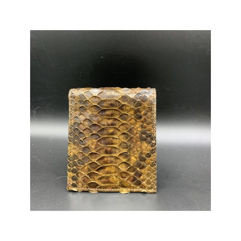 Wallet in genuine python leather entirely handmade in Brown color