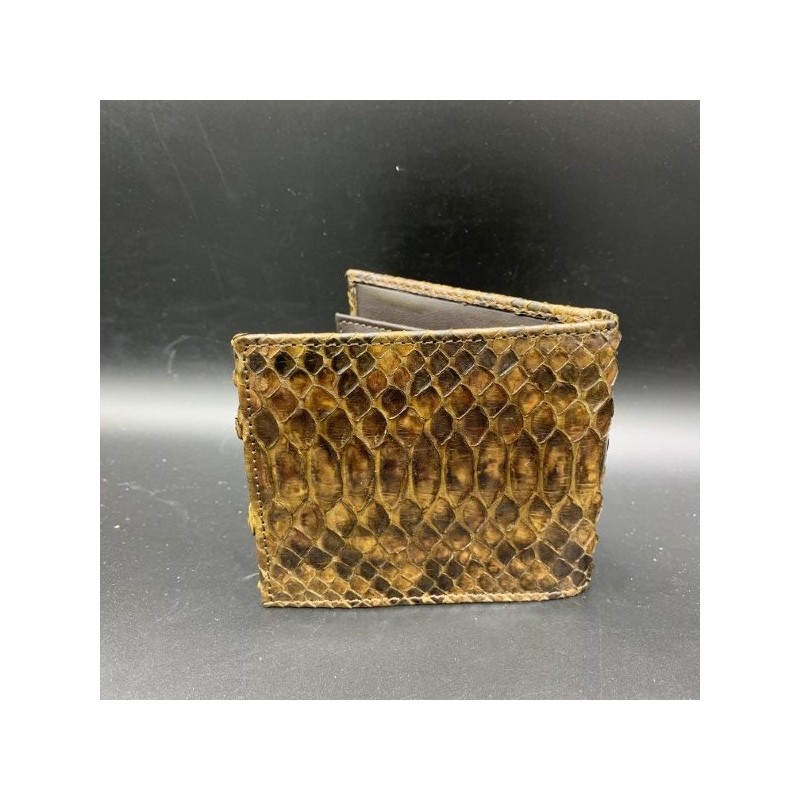 Wallet in genuine python leather entirely handmade in Brown color