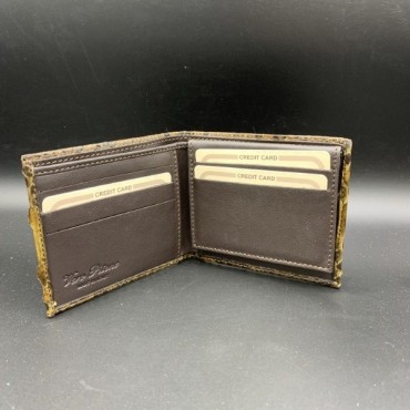 Brązowy portfel z prawdziwej skóry pytona w całości wykonany ręcznie