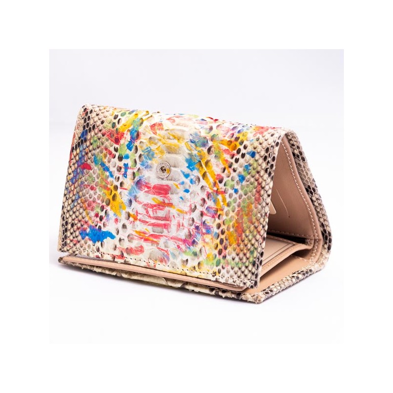 Woman wallet in genuine python leather with coin purse Multicolor