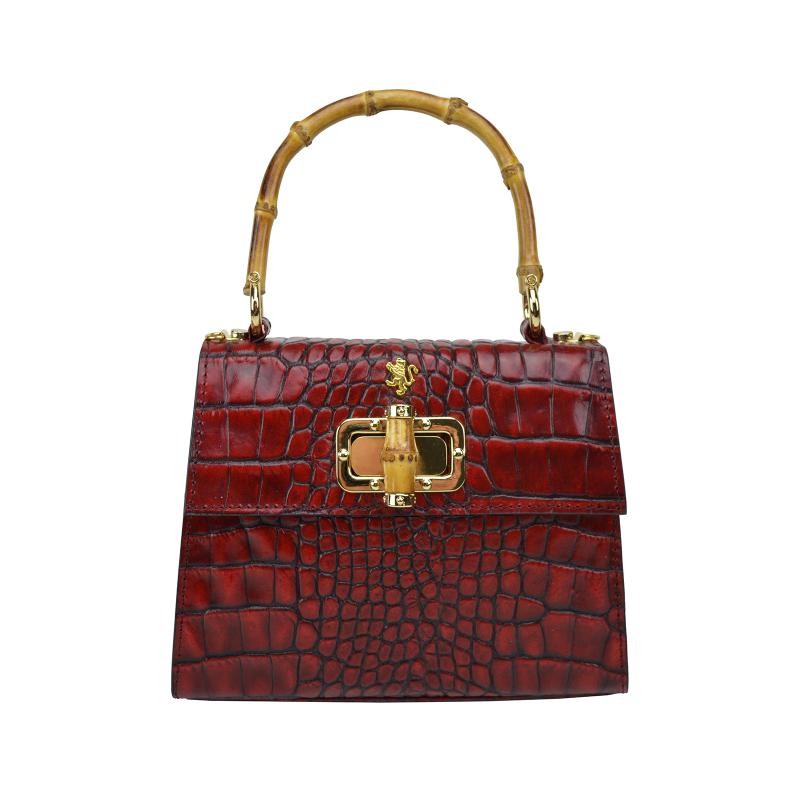 Small leather bag for women with crocodile print "Castalia" K298/26
