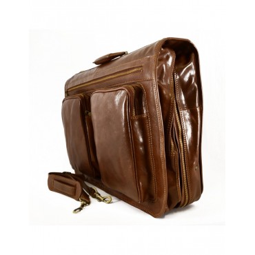 Leather clothes bag with 2...