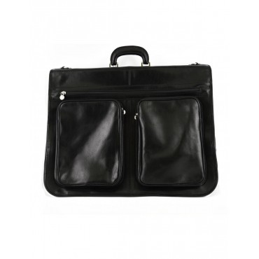 Leather clothes bag with 2...