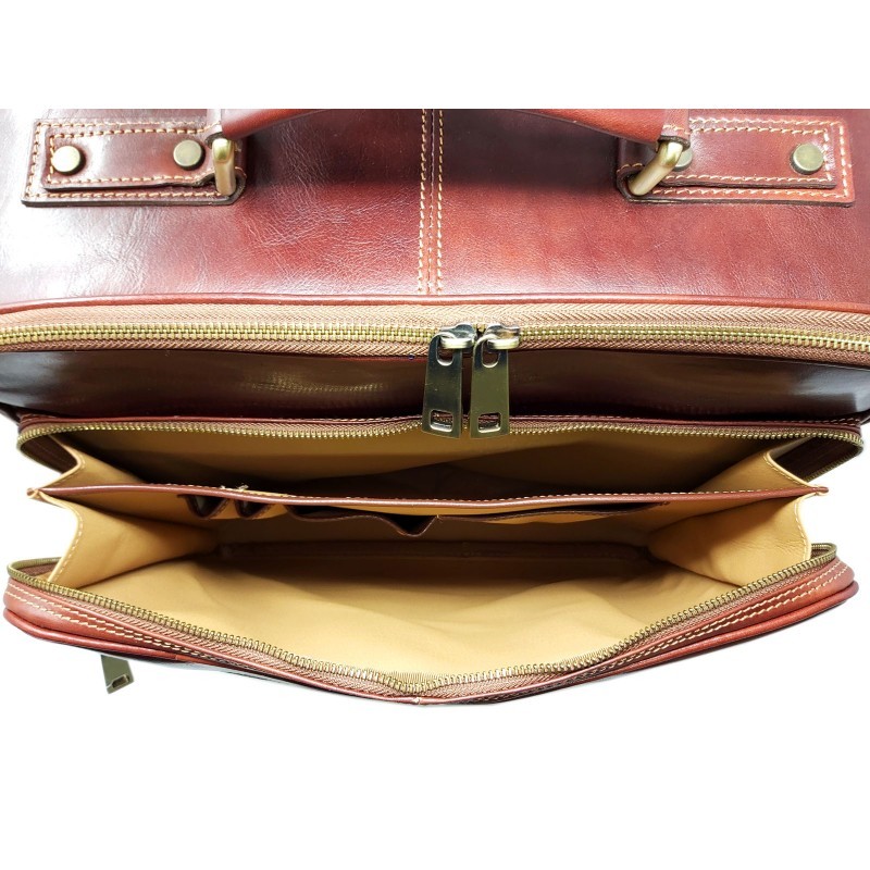 Exclusive trolley in genuine Italian leather "Brunello" CZ