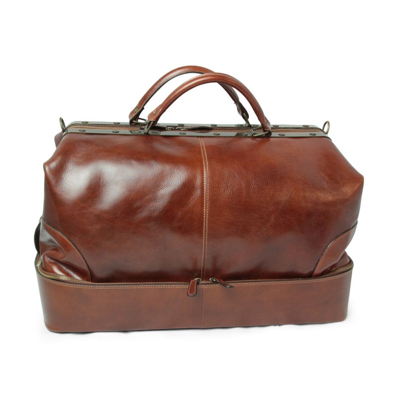 Travel bag in full grain leather "Toruń" BR