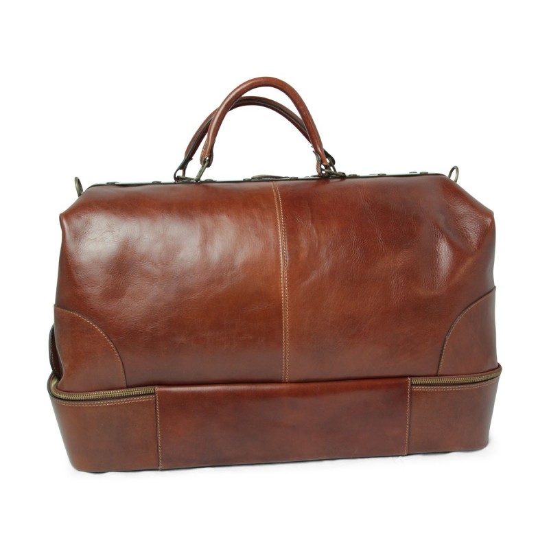 Travel bag in full grain leather "Toruń" BR