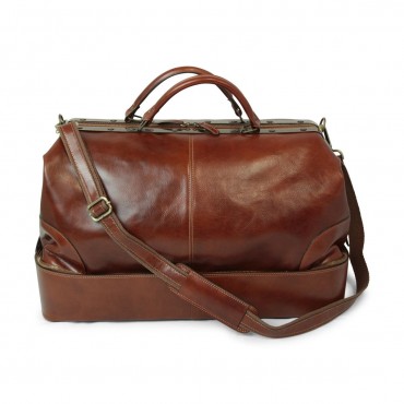 Travel bag in full grain leather "Toruń" BR