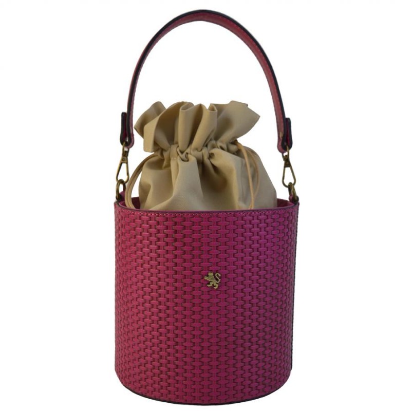 Bucket-shaped bag with chain shoulder strap. "Secchiello" T335