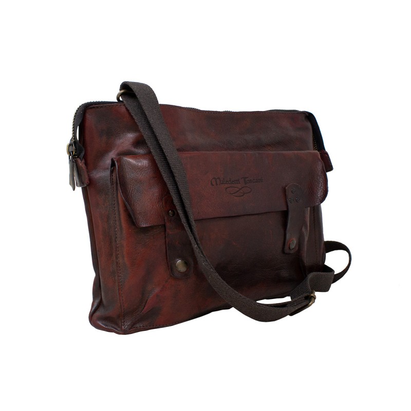 Leather bag for 14" laptop adaptable to trolley.