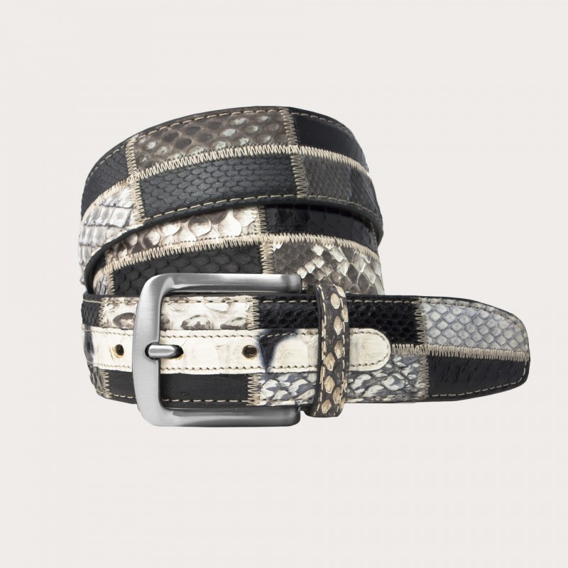 Belt in genuine python leather and genuine leather. NE