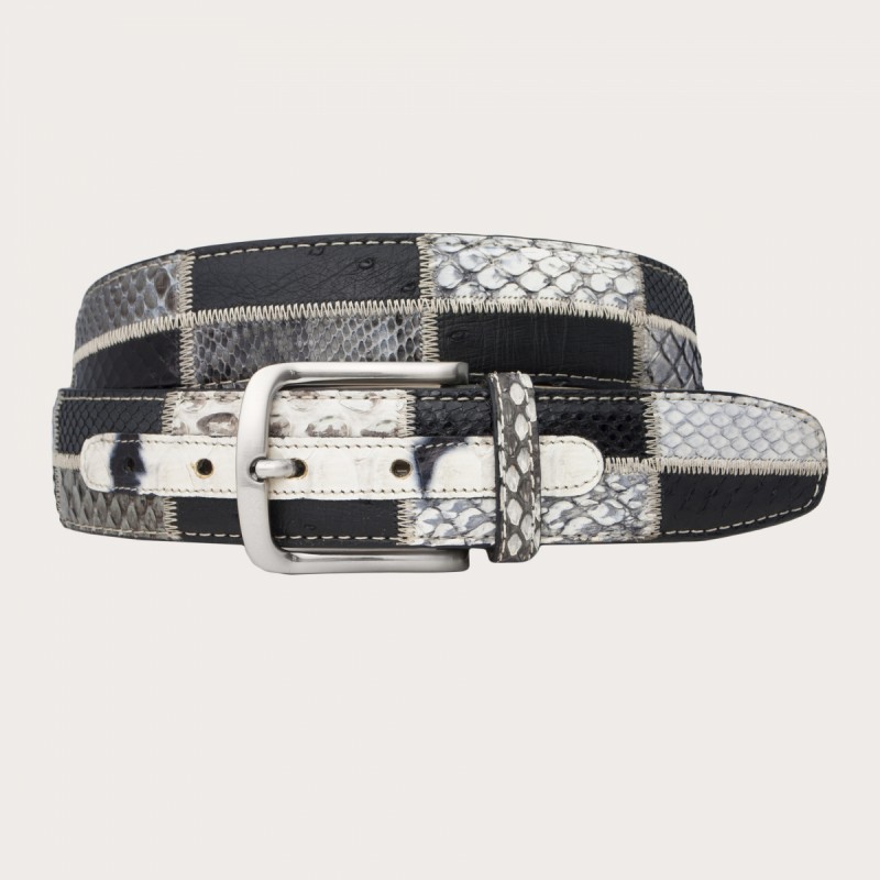 Belt in genuine python leather and genuine leather. NE