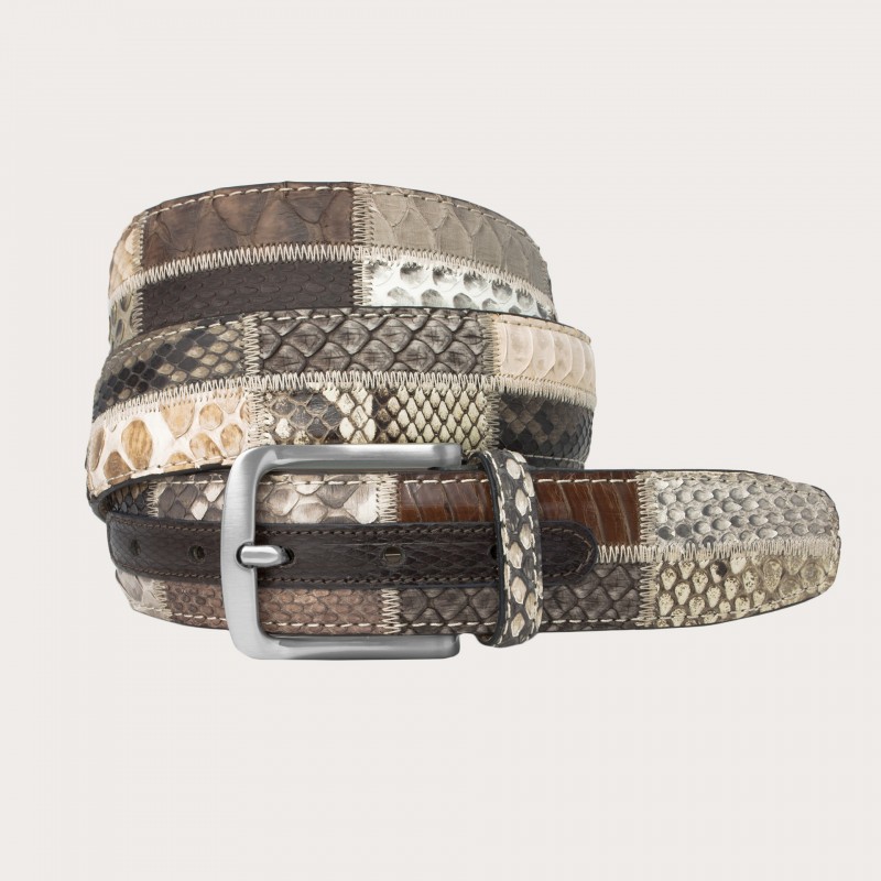 Belt in genuine python leather and genuine leather. MA