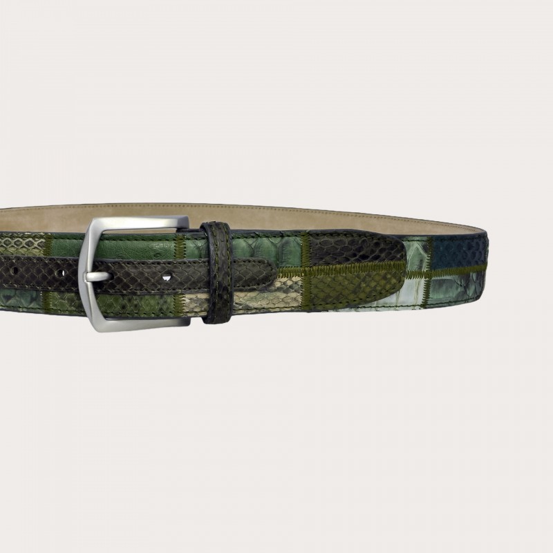 Belt in genuine python leather and genuine leather. VE