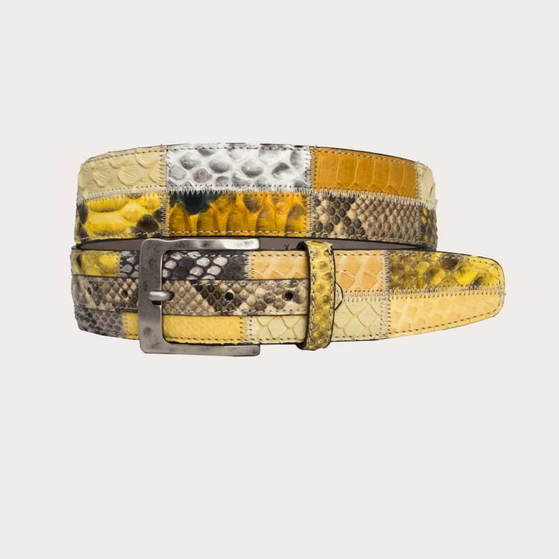 Belt in genuine python leather and genuine leather. GI