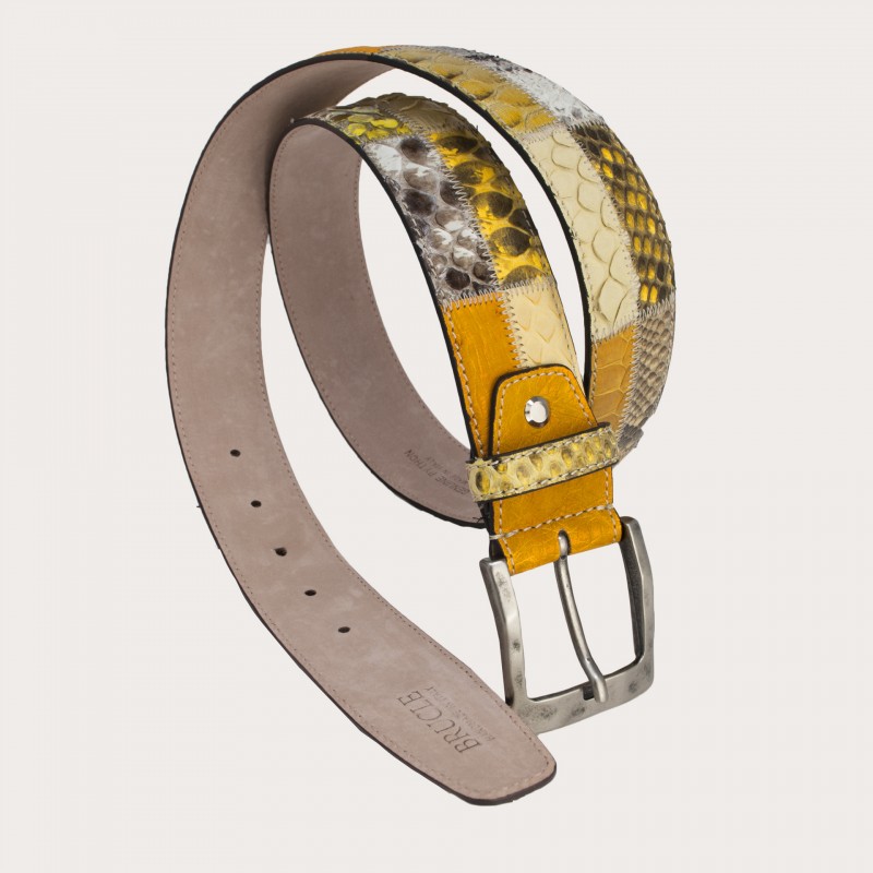 Belt in genuine python leather and genuine leather. GI