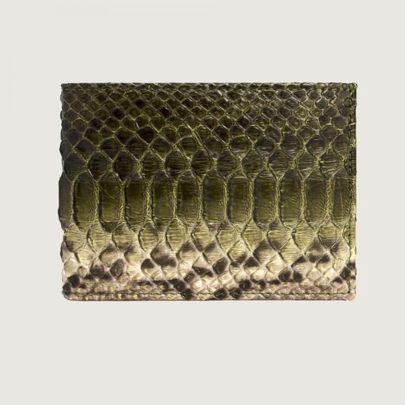 Wallet in genuine Green python leather