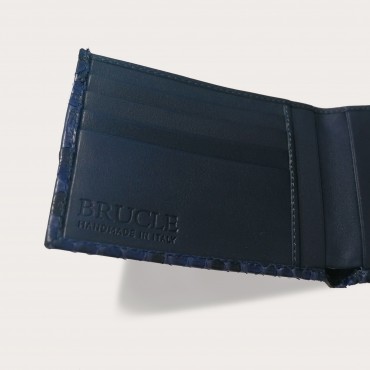 Wallet in genuine blue python leather