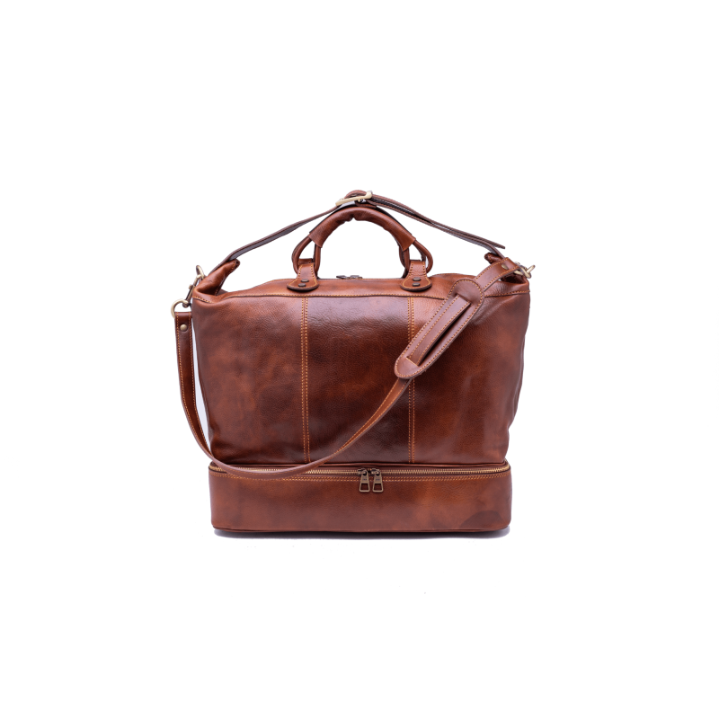 Weekend bag in genuine leather 100% Made in Italy