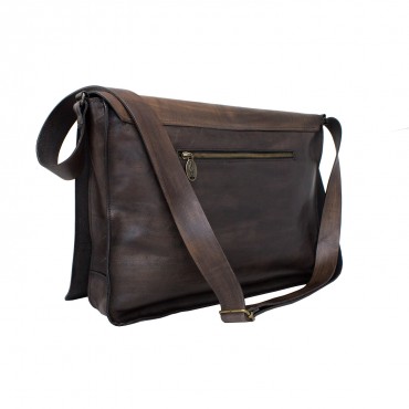 Men's leather shoulder bag for laptop "Canto III Inferno"