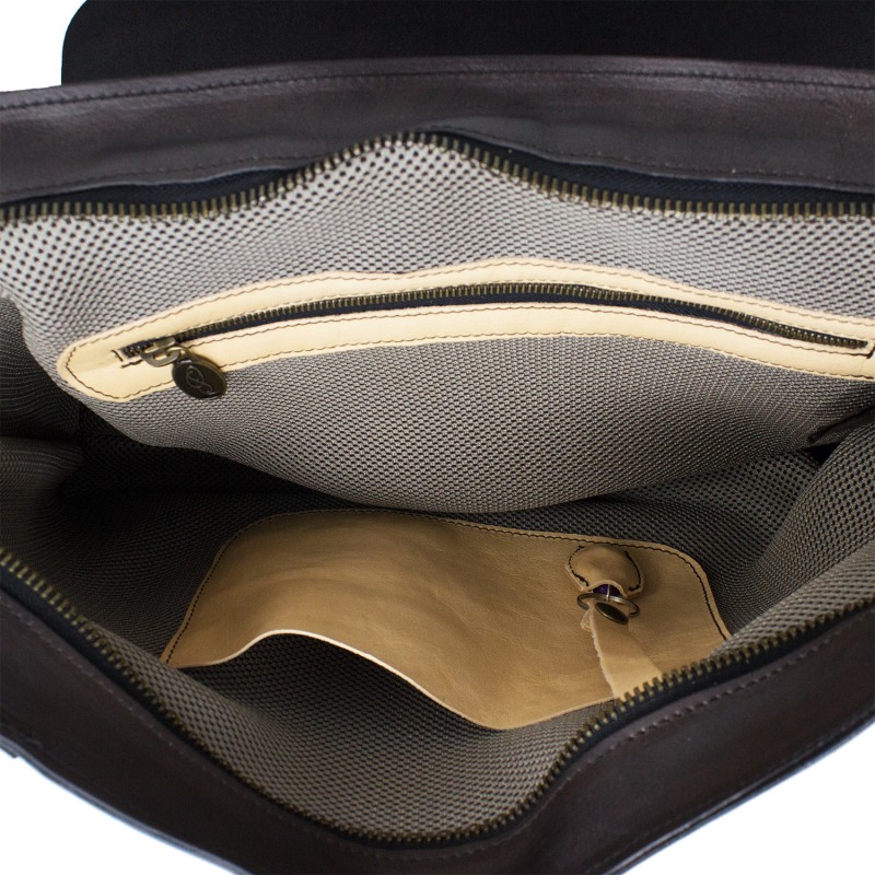 Men's leather shoulder bag for laptop "Canto III Inferno"