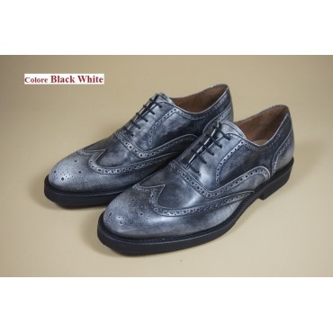 Leather Man shoes "Bronzino" Black+White