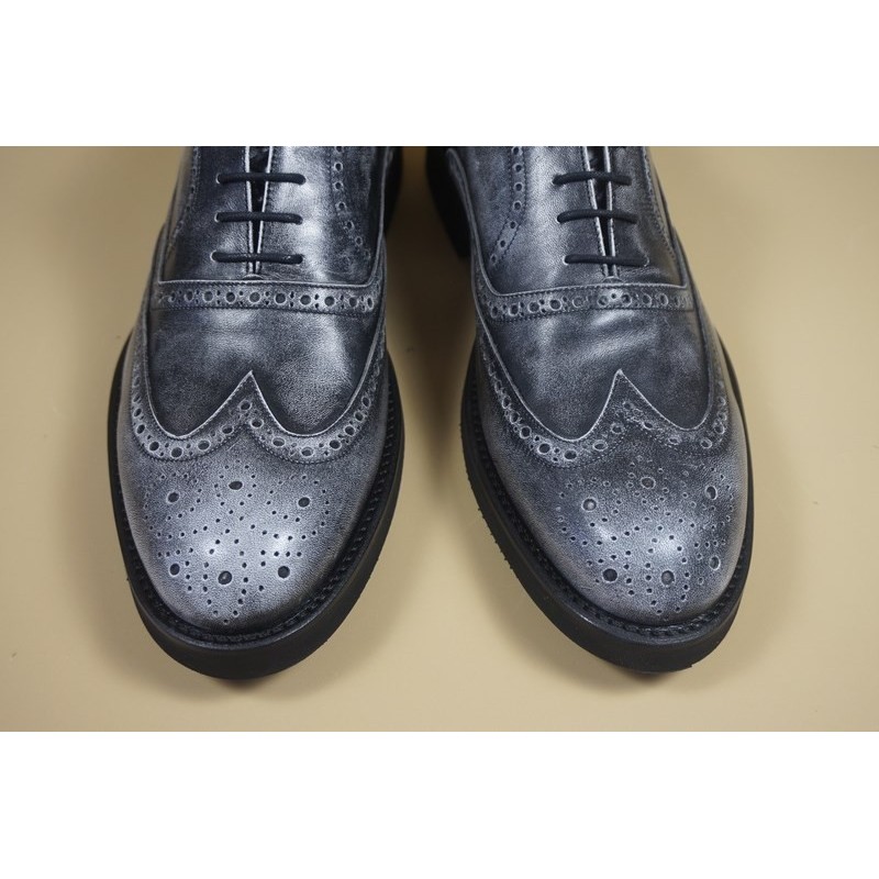 Leather Man shoes "Bronzino" Black+White