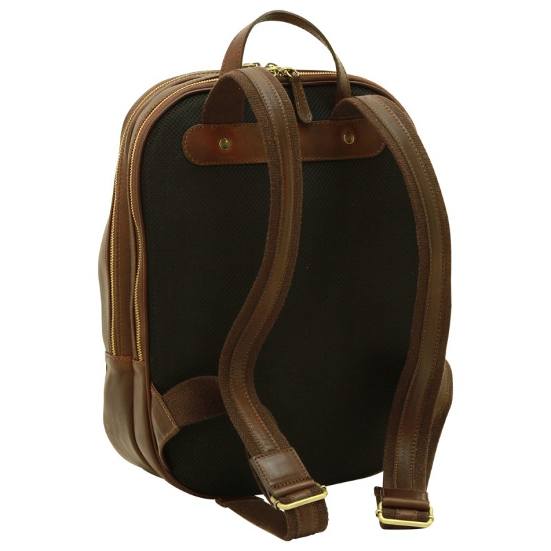 Beautiful 13 "computer backpack in soft vegetable tanned calfskin "Nowy Sącz" Dark brown