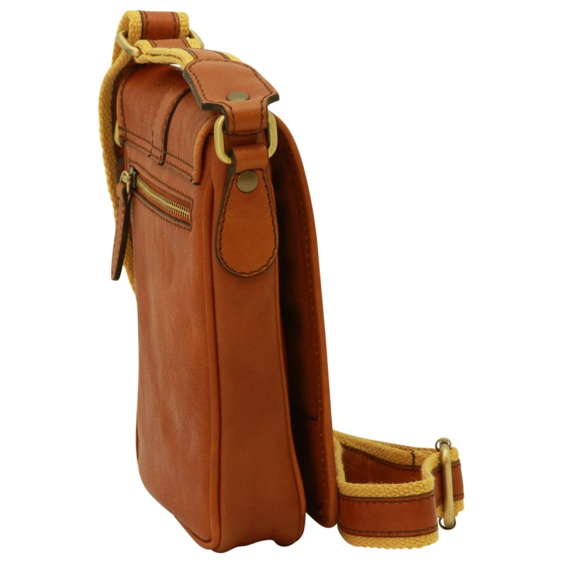 Leather shoulder man bag "Opole"