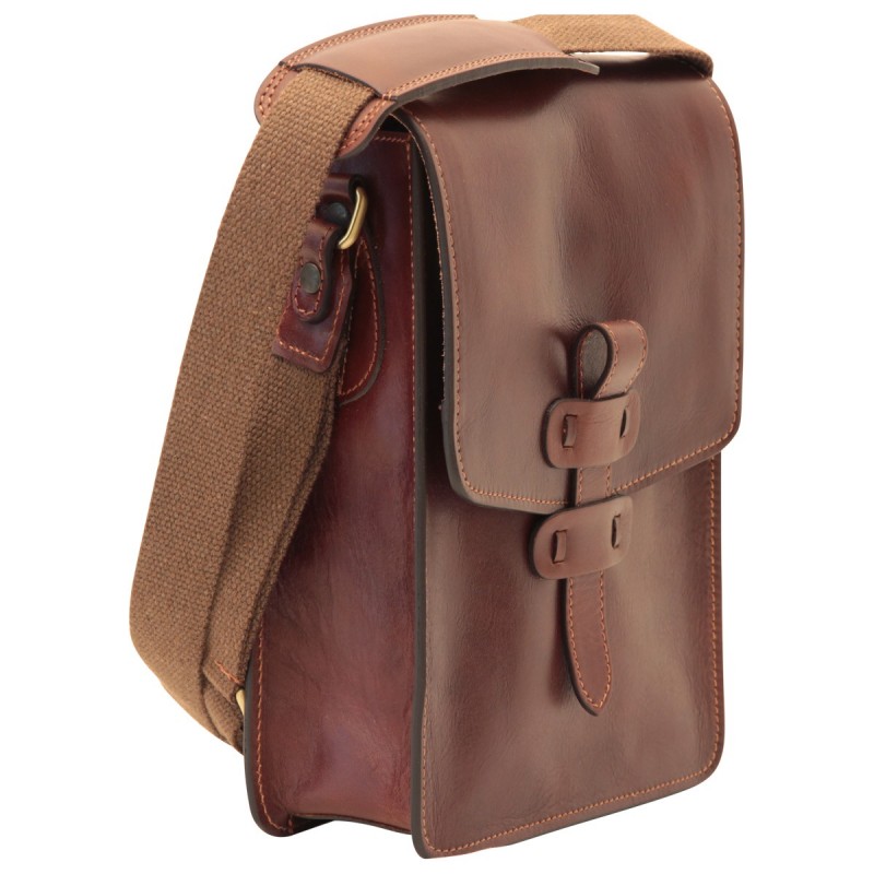 Leather shoulder man bag "Wolsztyn" Brown