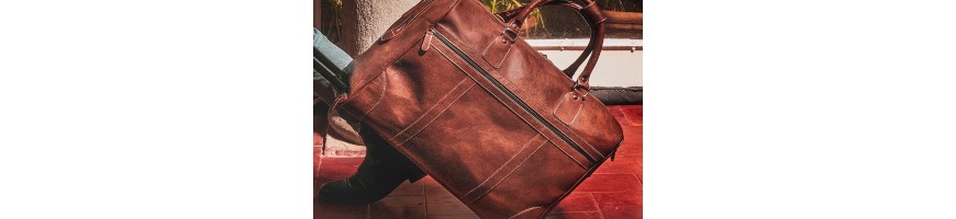 Leather Travel Bag with Wheels 