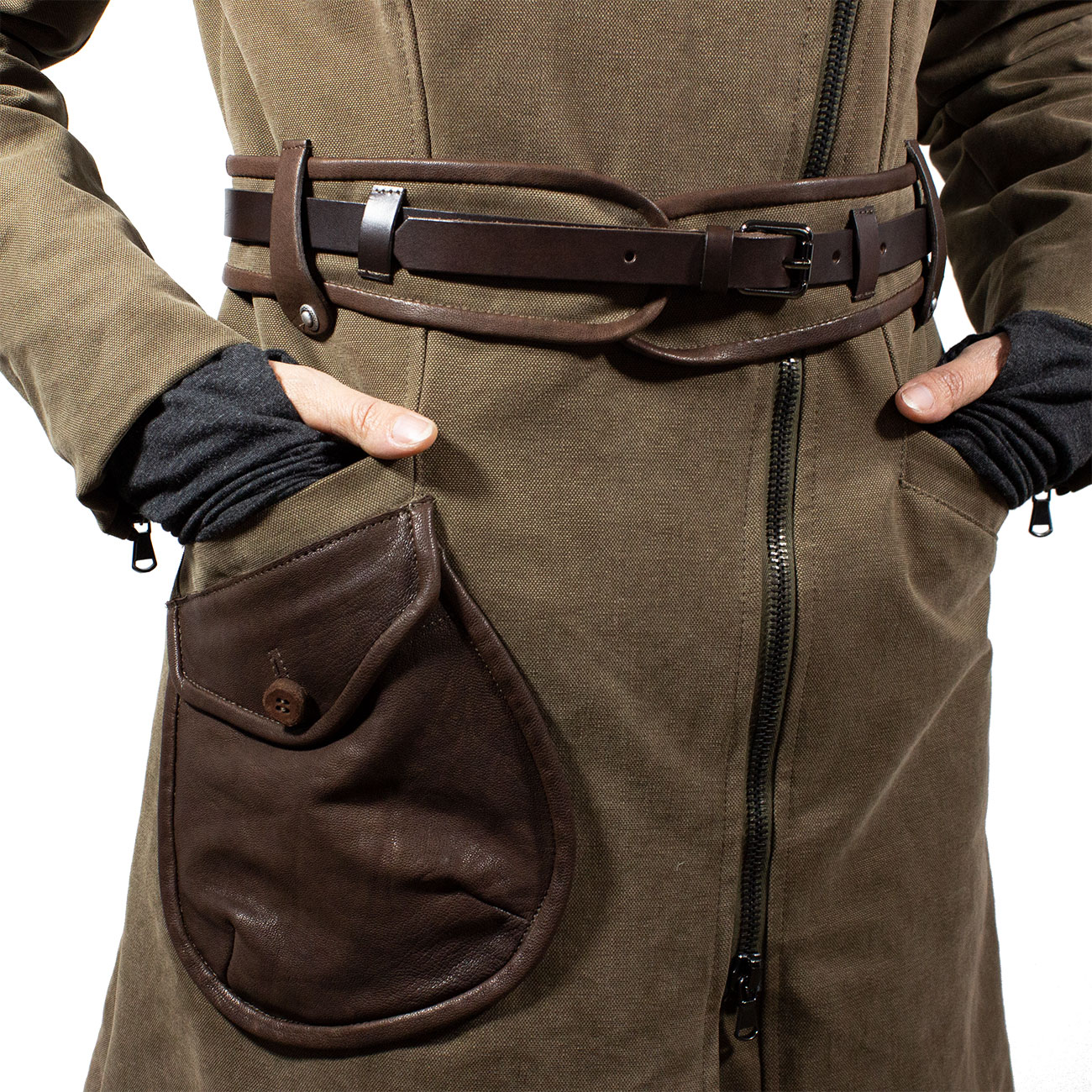 Winter women's jacket Canvas and leather. The inside of the jacket is padded with VALTHERM.