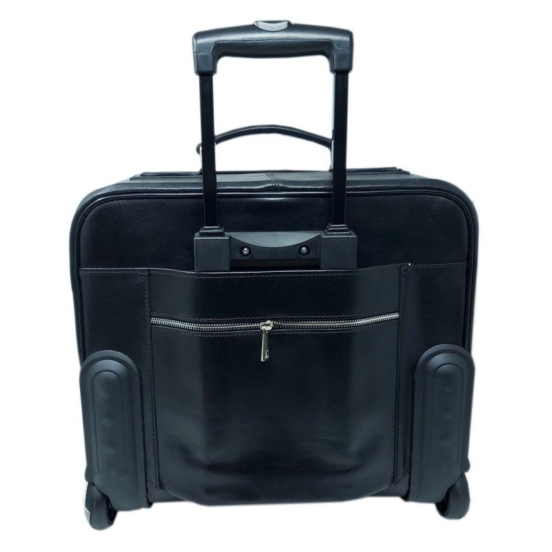 Trolley in genuine Italian leather. Elegant model suitable for traveling professionals.