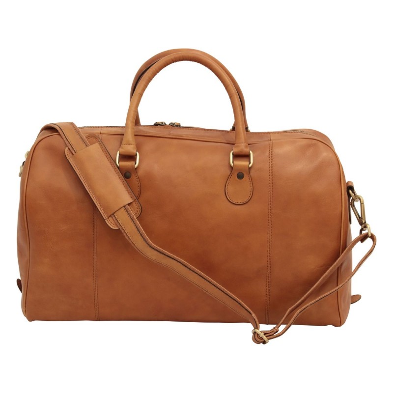 Leather duffel bag, light but very resistant, this model matches any outfit, both for men and women.